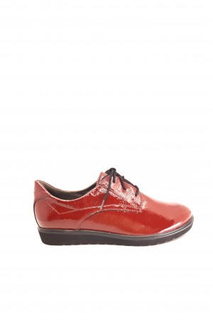 Pantofi damă casual din piele naturală lucioasă, culoare roșu cireșiu