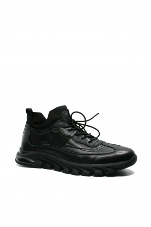 Pantofi casual bărbați, negri, din piele naturală cu inserții elastice FNX21082
