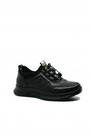 Pantofi sport damă Formazione, negri, din piele naturală cu inserții textile