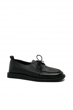 Pantofi damă Caspian negri cu șiret, din piele naturală CASPD44-05