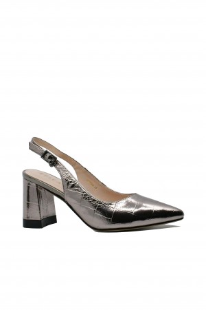Pantofi decupați Epica, argintiu metalizat, din piele naturală OTR320099
