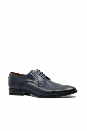 Pantofi eleganți Riva Mancina stil oxford bleumarin, din piele naturală