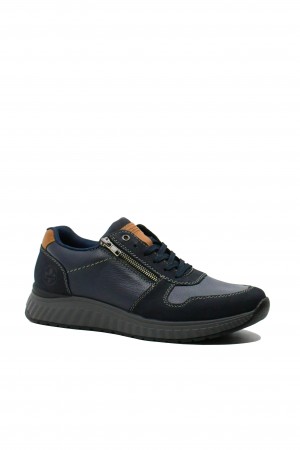Pantofi cu aspect sport Rieker bleumarin din mix de piele RIKB0613-14
