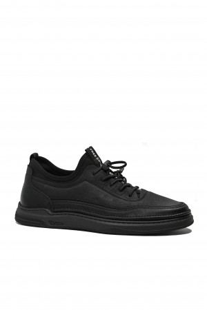 Pantofi casual-sport Mels negri din piele naturală cu granulații fine FNX2305950