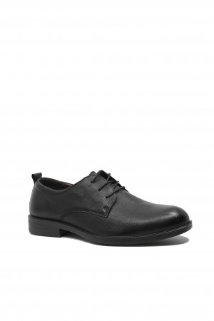 Pantofi eleganți bărbați, negru texturat, din piele naturală