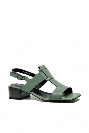 Sandale damă elegante din piele naturală verde salvie