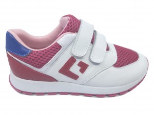 Pantofi sport fete alb cu roz din piele naturală