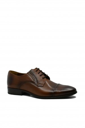 Pantofi eleganți stil oxford maro, din piele naturală