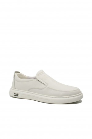 Pantofi Franco Gerardo albi, fără șiret, din piele naturală FNX8688