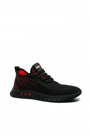 Sneakers Otter din material textil, negri cu detalii roșii