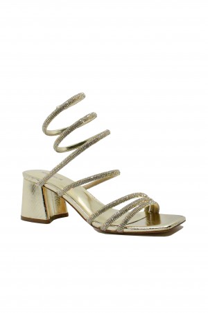 Sandale elegante Menbur, aurii, cu design ankle wrap