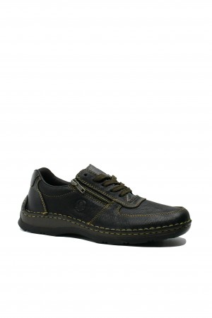 Pantofi Rieker negri cu șiret, din piele naturală granulată RIK05330-00