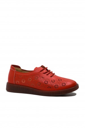 Pantofi vară damă Pass Collection roșii din piele naturală OTR540015