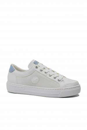Pantofi casual sport Rieker albi din piele naturală și plasă RIKL8803-80