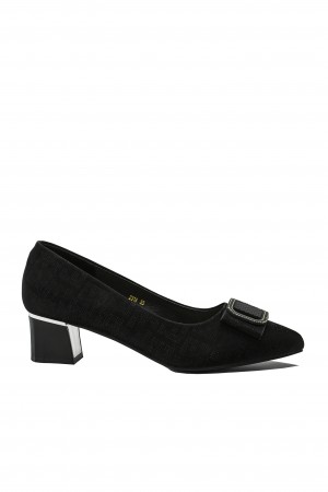 Pantofi damă Formazione negri, din piele naturală cu print FNX2316