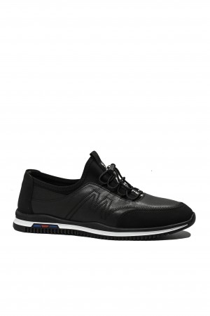 Pantofi sport Otter negri din piele naturală cu inserție elastică OTR40004