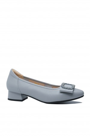 Pantofi damă Formazione, cu aplicație cu ștrasuri, light blue, din piele naturală FNX5598