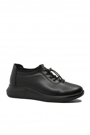 Pantofi casual damă Formazione, negri, din piele naturală cu margine elastică FNX9659