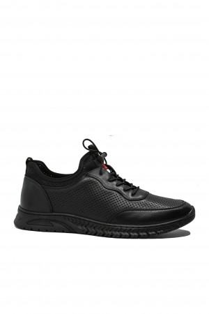 Pantofi sport Otter negri, perforați, din piele naturală OTR640020
