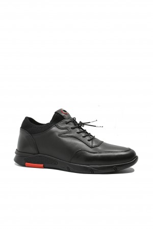 Pantofi casual-sport Otter negri din piele naturală, cu margine elastică OTR95159