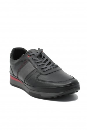 Pantofi sport bărbați, negru clasic, din piele naturală