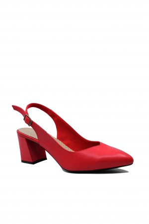 Pantofi decupați damă Anna Viotti roșii din piele naturală, cu vârf ascuțit GOR24118R