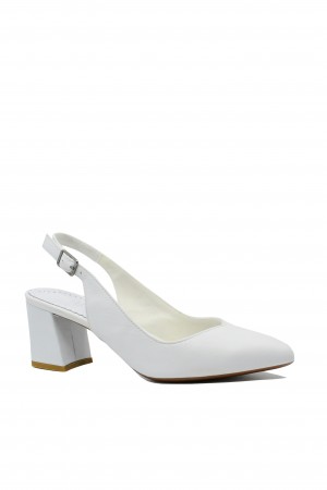 Pantofi decupați damă Anna Viotti albi din piele naturală, cu vârf ascuțit GOR24118A