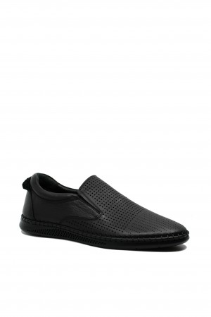 Pantofi bărbați stil mocasini, negri, din piele naturală TR431N