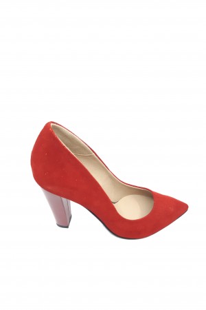 Pantofi eleganți roșu sidefat din piele naturală